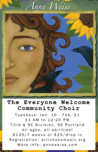 Everyone Welcome Community Choir poster for January and February 2023